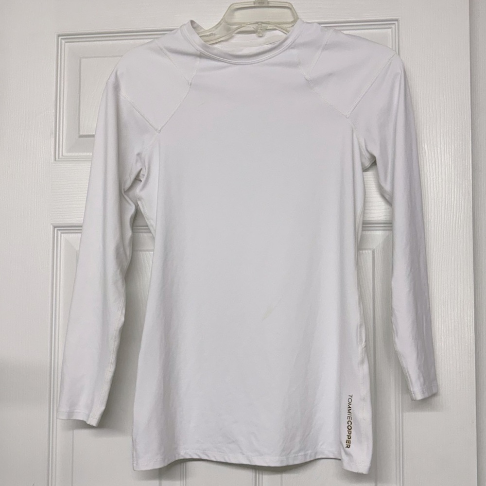 Tommie Copper Long Sleeve White Copper and Zinc Infused Compression Top Sz L